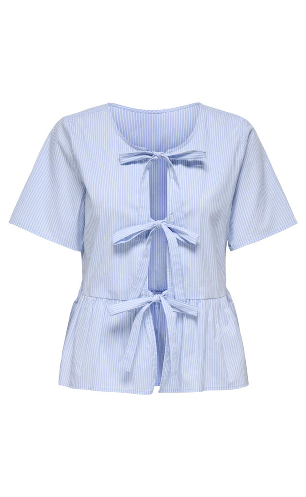 JDY Top - Mio - Cashmere Blue/Small White Stripes