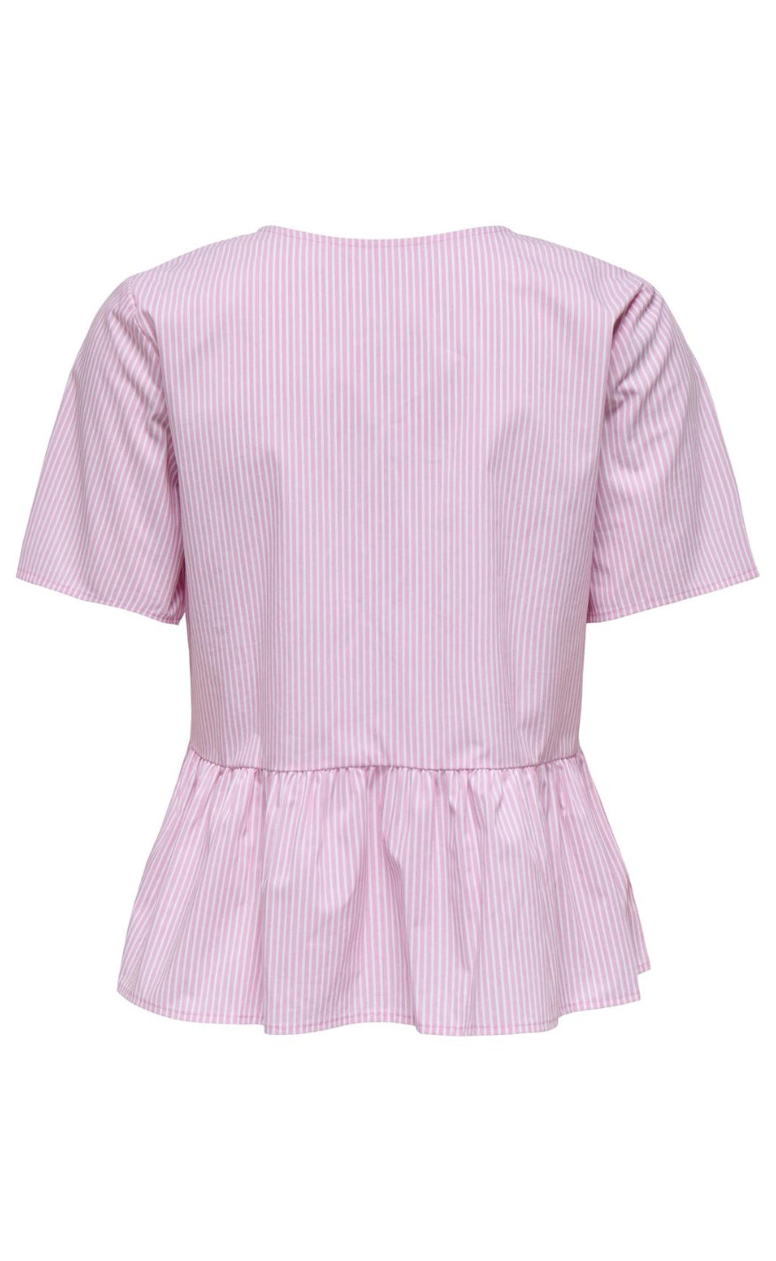 JDY Top - Mio - Shocking Pink/Small White Stripes