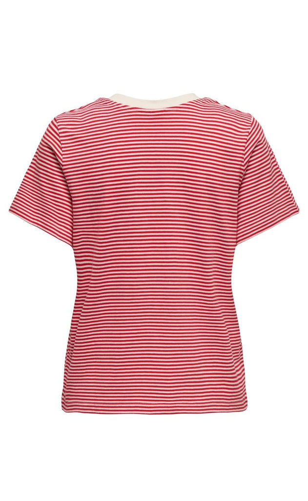 JDY Top - Pisa - Cloud Dancer/ Ski Patrol Stripes & Bs Heart