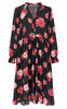 Say INA Copenhagen Kjole - Catja - Black W. Red/Pink Flowers