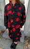 Say INA Copenhagen Kjole - Pia - Black W. Red Flowers