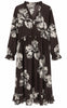 Say INA Copenhagen Kjole - Catja - Dark Brown W. Big Flowers