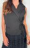 Black Colour Vest - Rena Wrap - Black