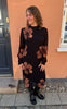 Say INA Copenhagen Kjole - Emma Plisse - Black w. Brown Flowers