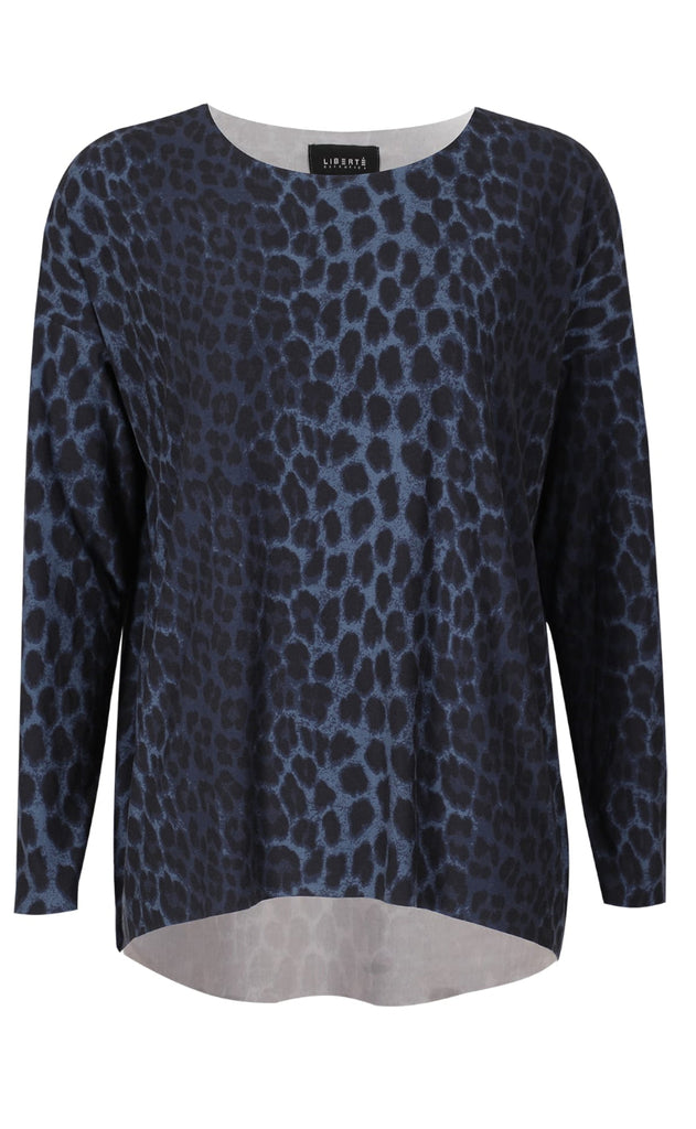 Liberte Bluse - Alma LS - Dusty Navy Leo