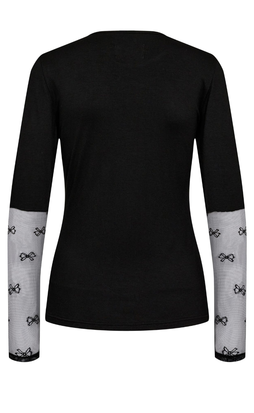 Liberte Bluse - Isa Ls Lace Sleeve - Black Bow