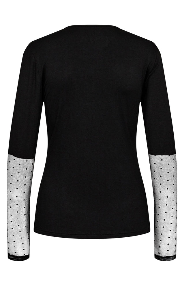 Liberte Bluse - Isa Ls Lace Sleeve - Black Dot