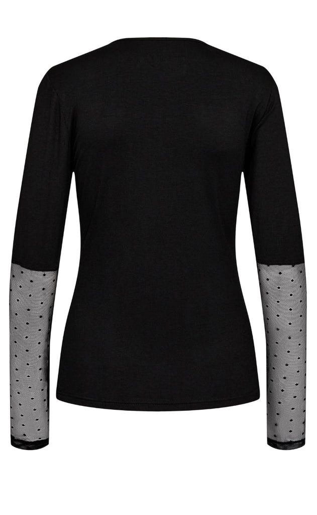 Liberte Bluse - Isa Ls Lace Sleeve - Black Dot