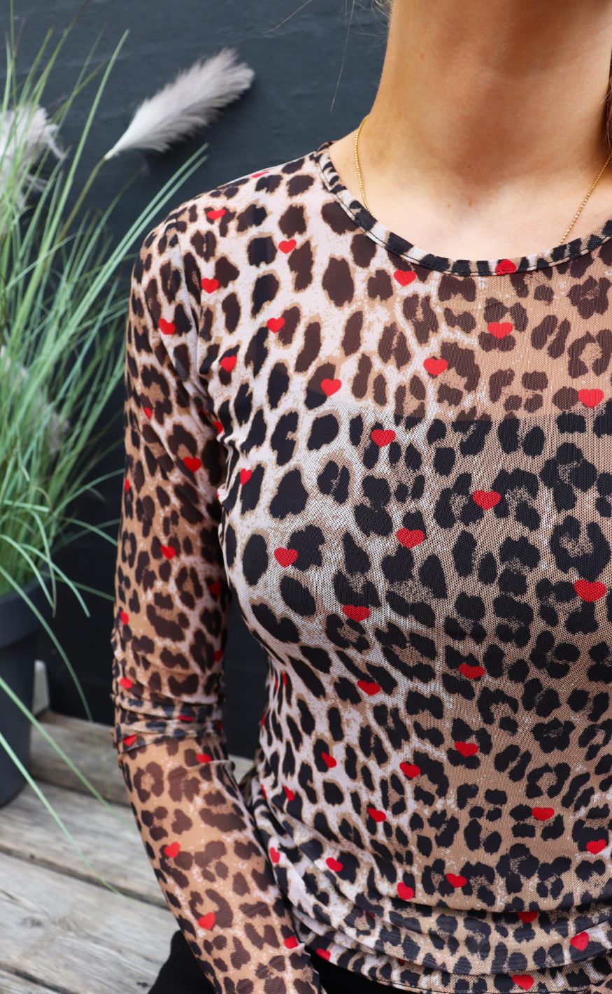 Liberte Bluse - Mesh - Lux Leo Red Heart