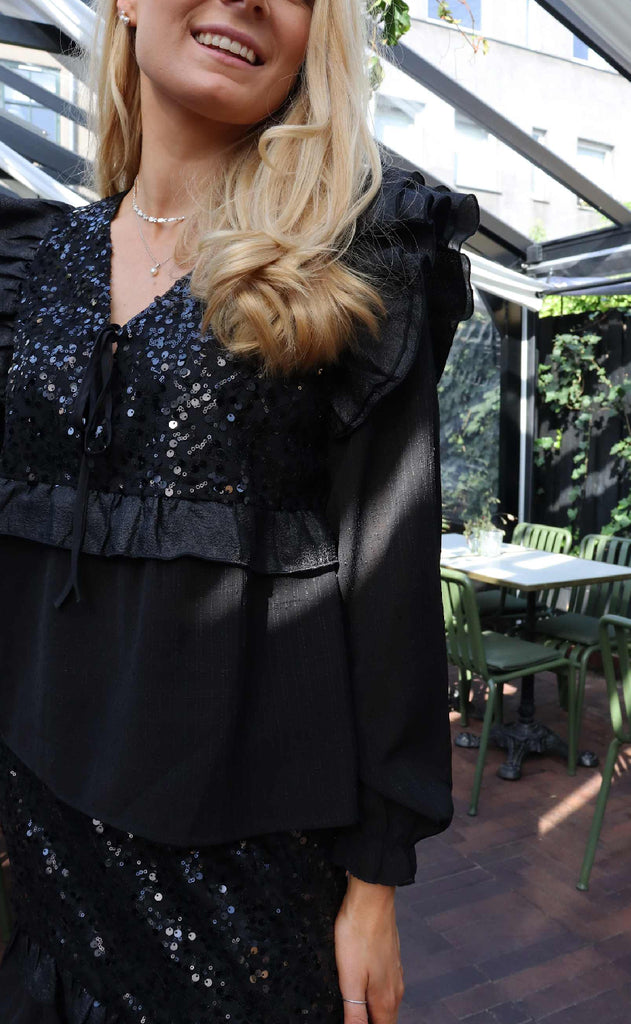 Liberte Bluse - Nor Frill - Black Sequins