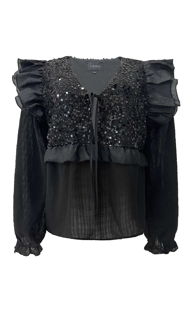 Liberte Bluse - Nor Frill - Black Sequins