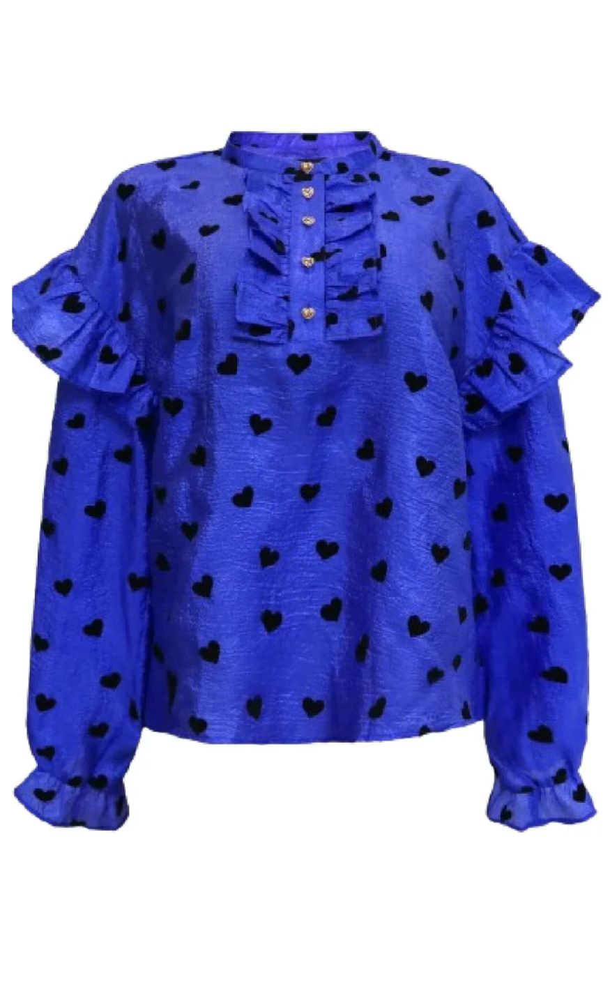 Liberte Bluse - Tia Frill - Cobolt Blue Black Heart