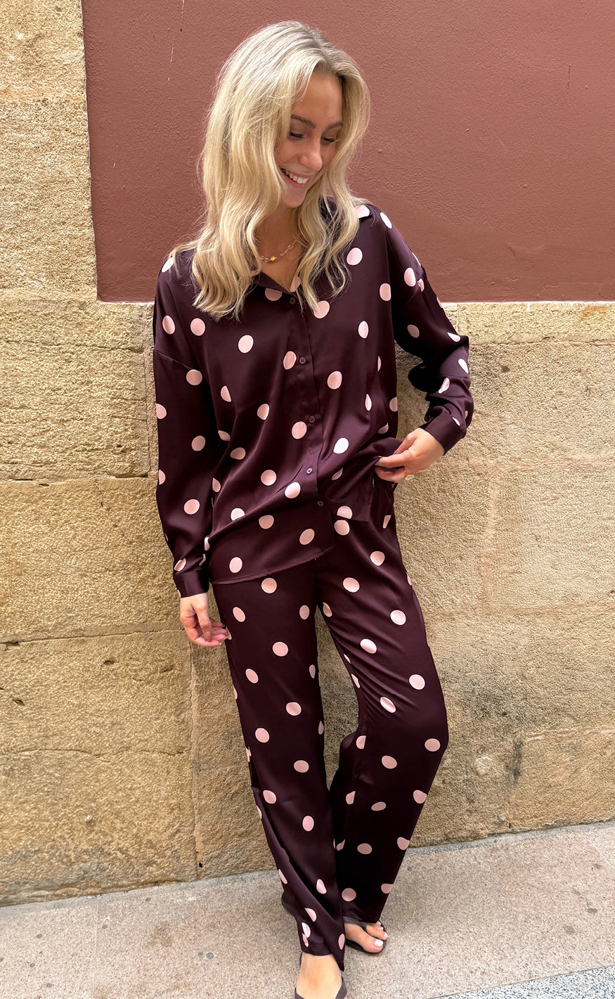 Liberte Bukser - Dotti - Plum Rose Big Dot