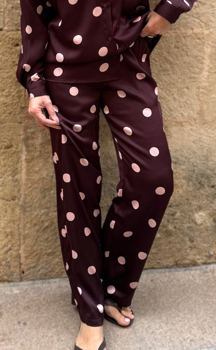 Liberte Bukser - Dotti - Plum Rose Big Dot