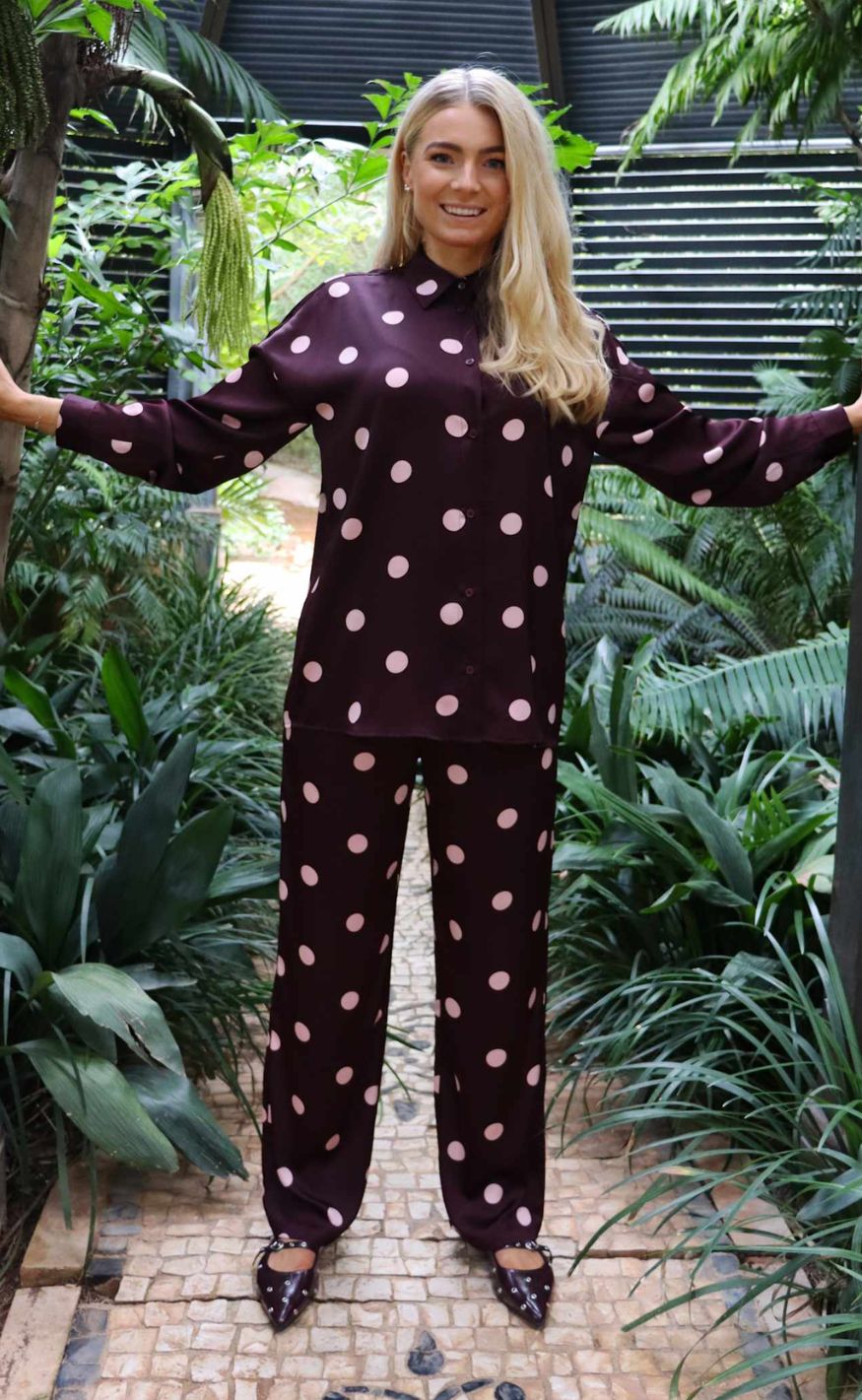Liberte Bukser - Dotti - Plum Rose Big Dot
