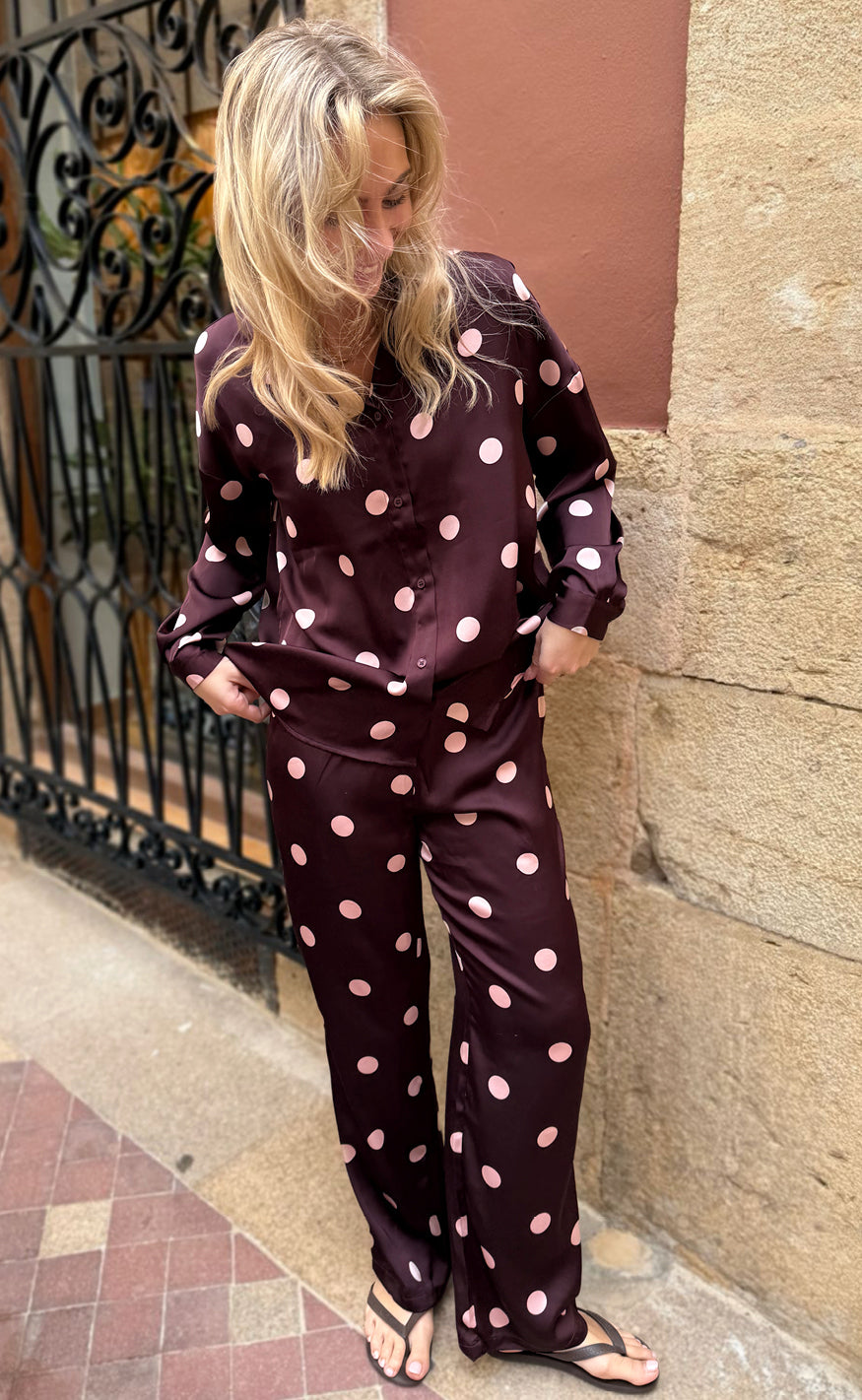Liberte Bukser - Dotti - Plum Rose Big Dot