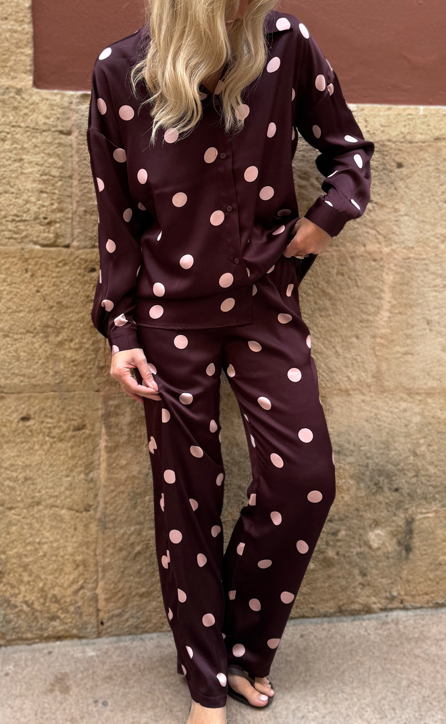 Liberte Bukser - Dotti - Plum Rose Big Dot