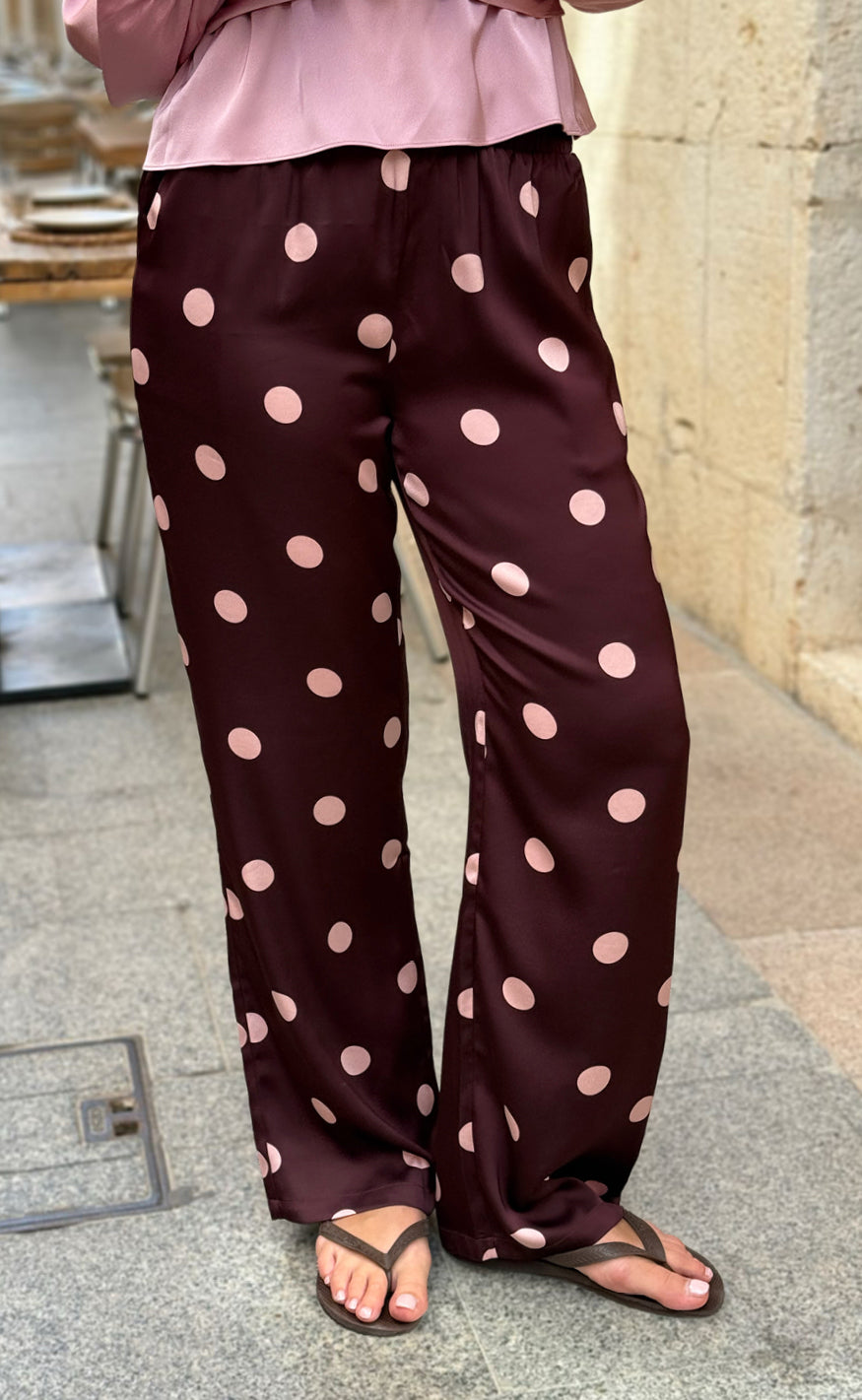 Liberte Bukser - Dotti - Plum Rose Big Dot