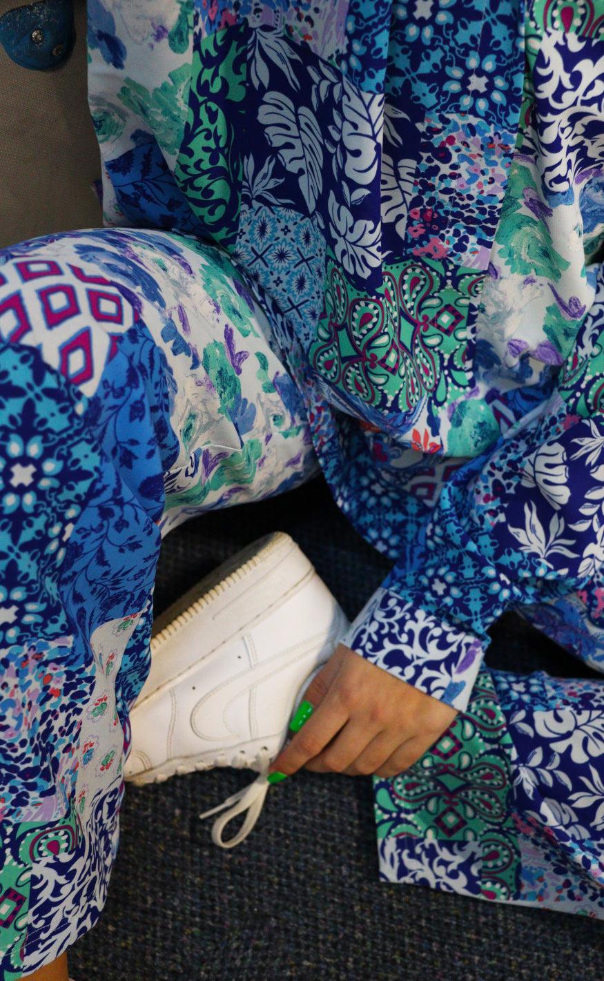 Liberte Bukser - Neda - Blue Patchwork