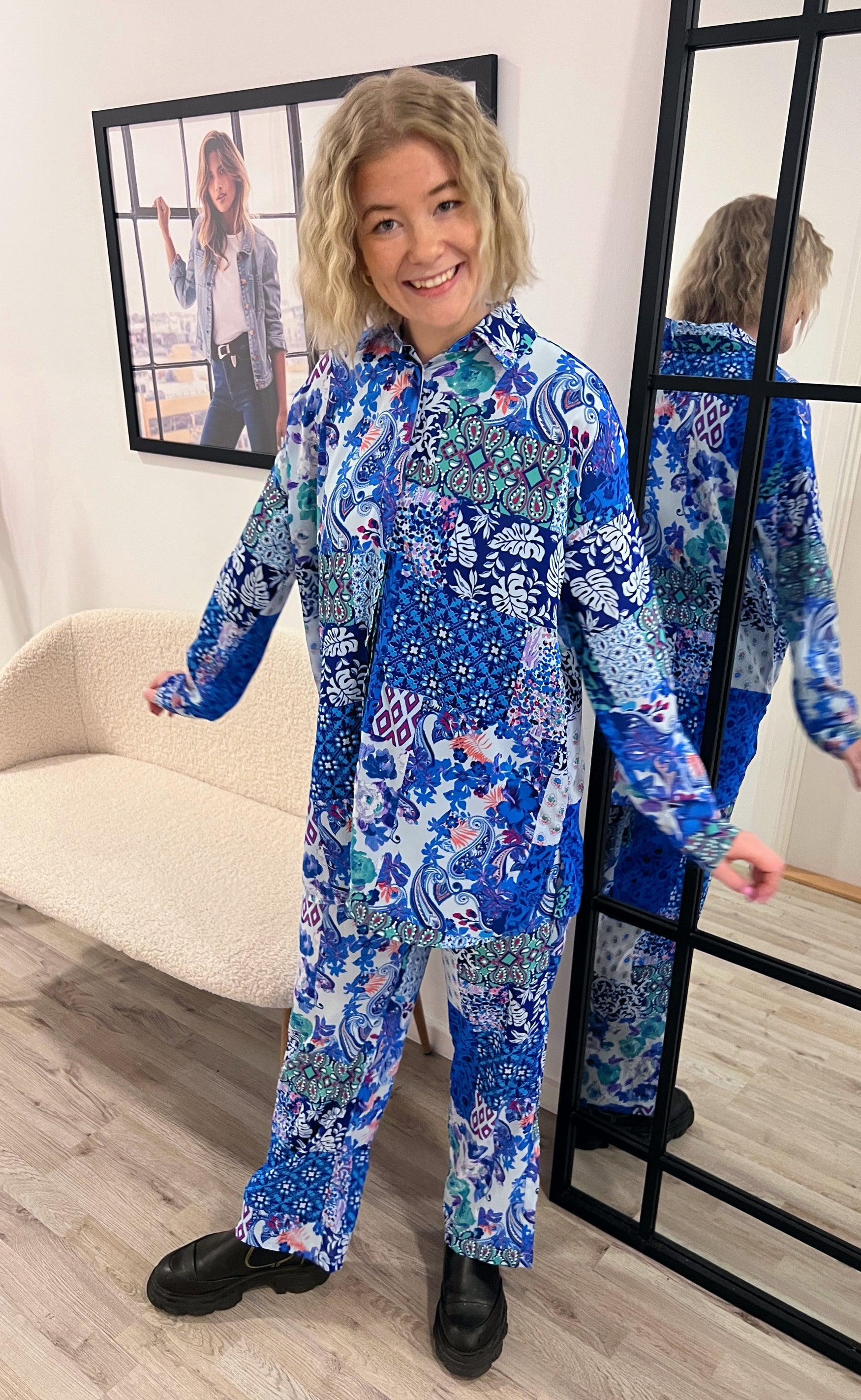 Liberte Bukser - Neda - Blue Patchwork