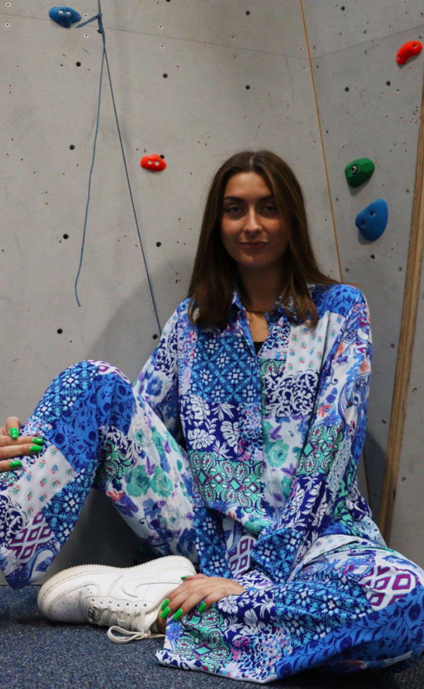 Liberte Bukser - Neda - Blue Patchwork