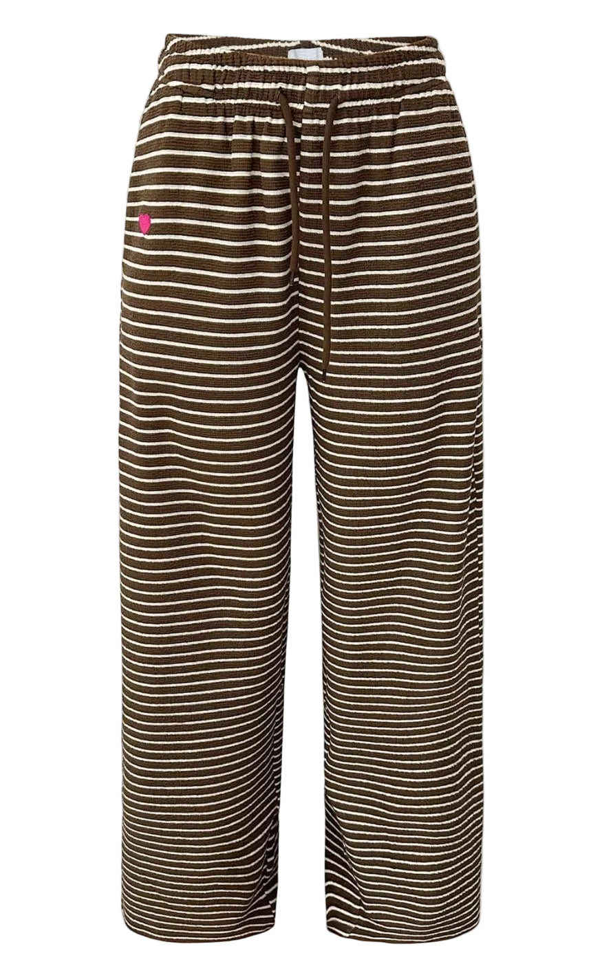 Liberte Bukser - Sus Wide - Brown Creme Stripe