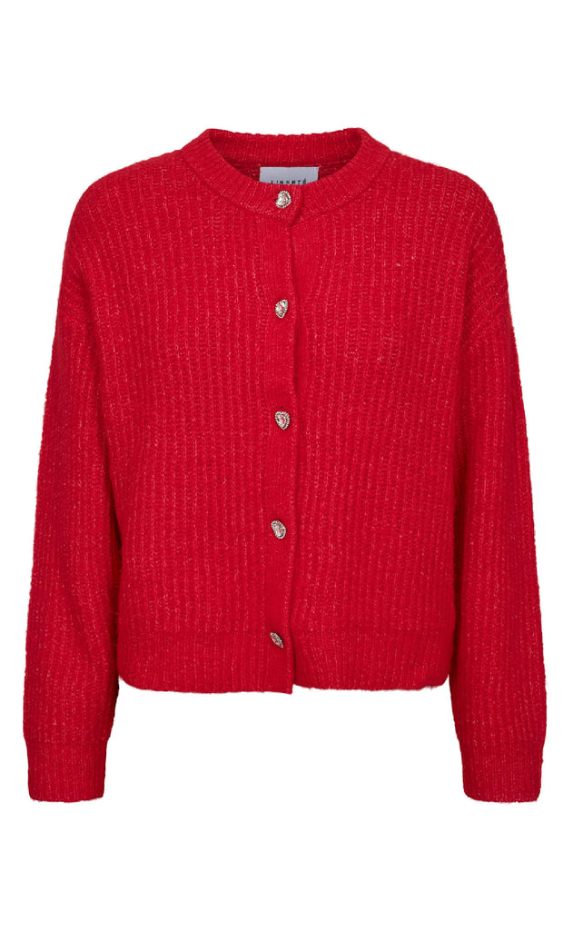 Liberte Cardigan - Fro O-neck - Flamingo Red