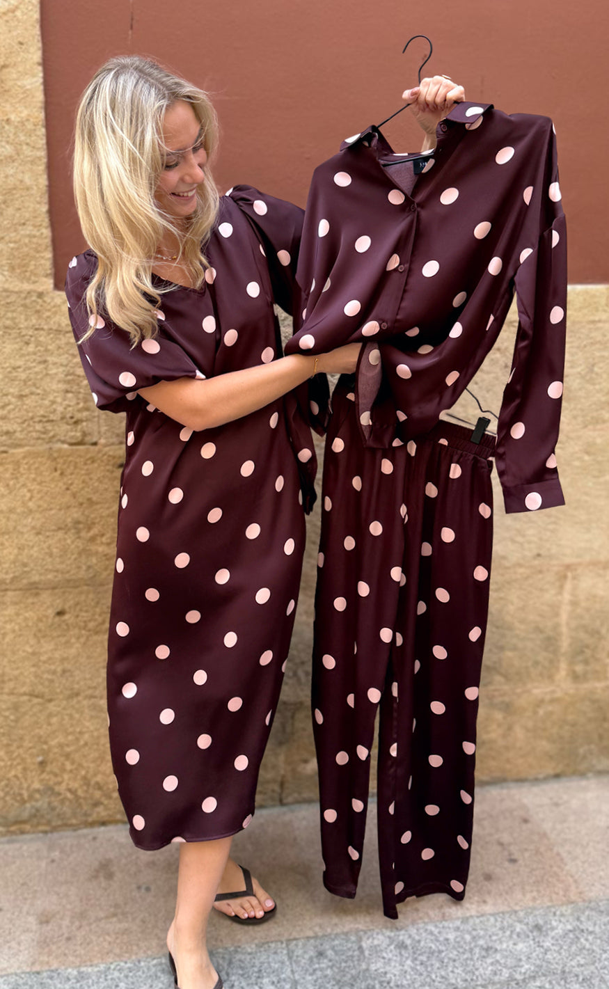 Liberte Kjole - Dotti - Plum Rose Big Dot