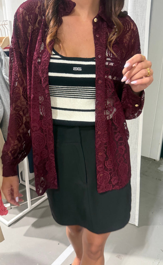 Liberte Skjorte - Lacy - Bordeaux Lace