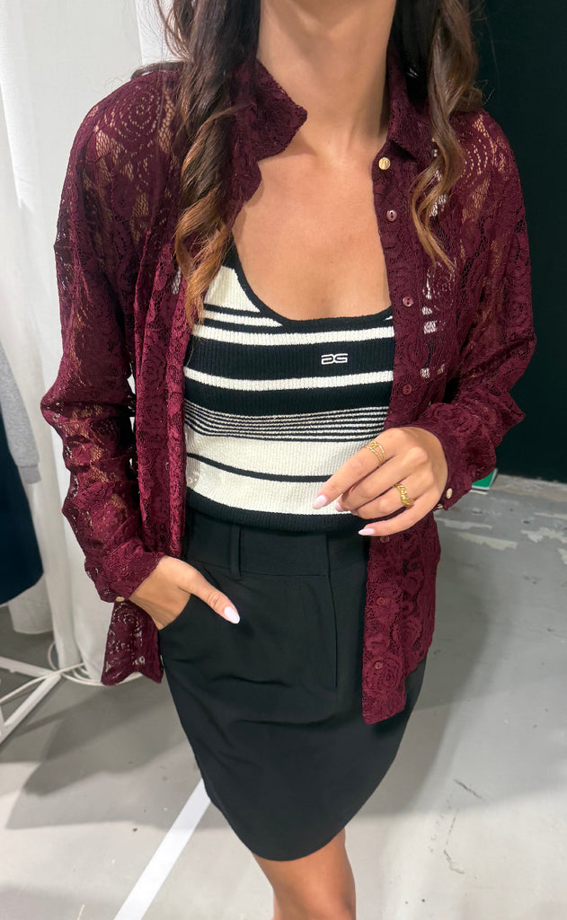 Liberte Skjorte - Lacy - Bordeaux Lace