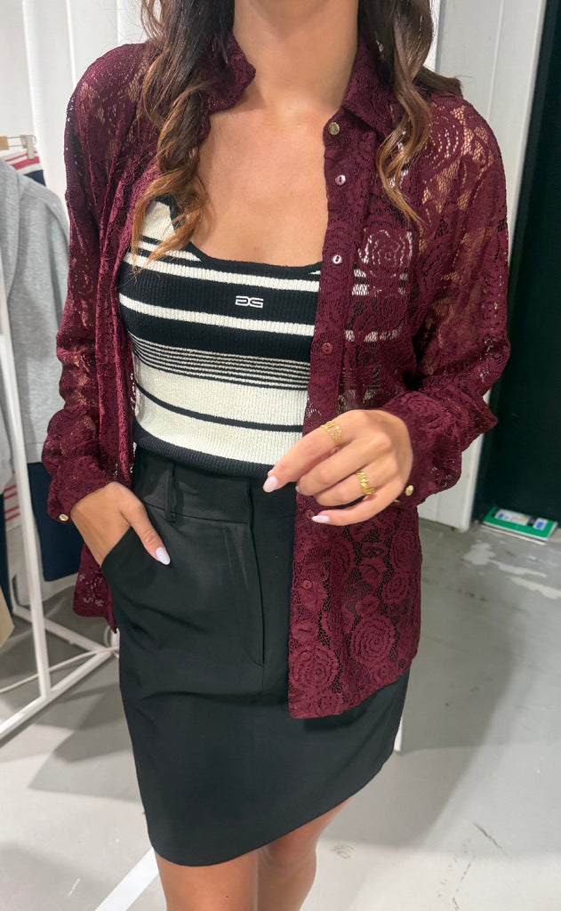 Liberte Skjorte - Lacy - Bordeaux Lace