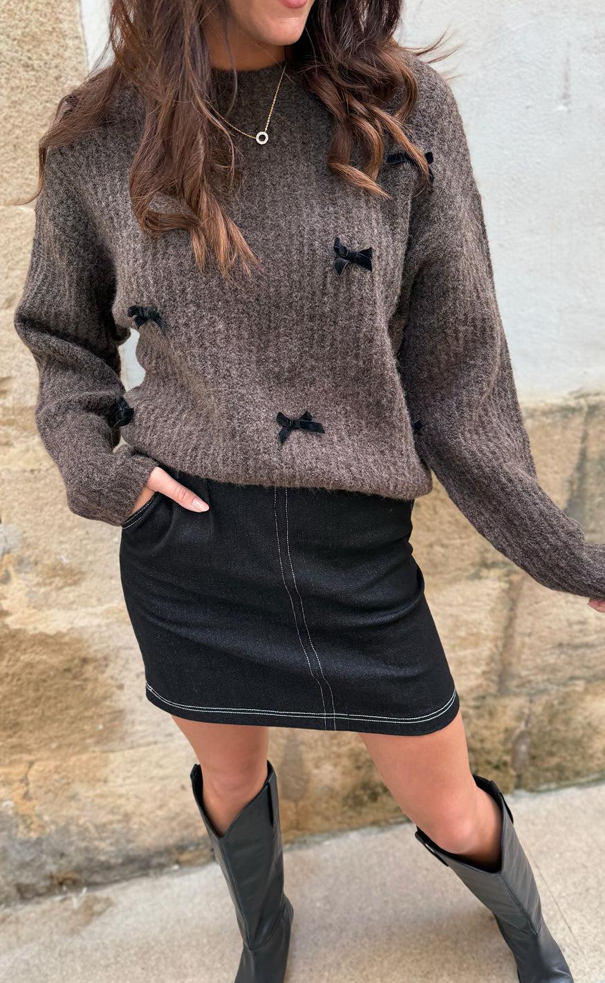 Liberte Striktrøje - Fro Bow - Brown Black Bow