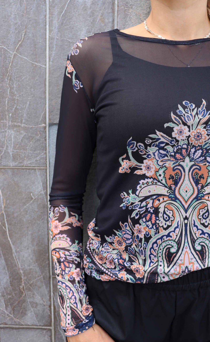 Liberte T-Shirt - Mesh LS - Black Paisley