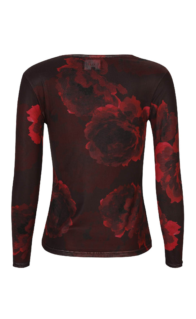 Liberte T-shirt - Mesh - Black Bordeaux Flower