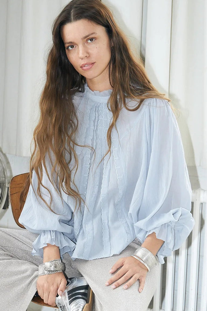 Lollys Laundry Bluse - Presley - Dusty Blue
