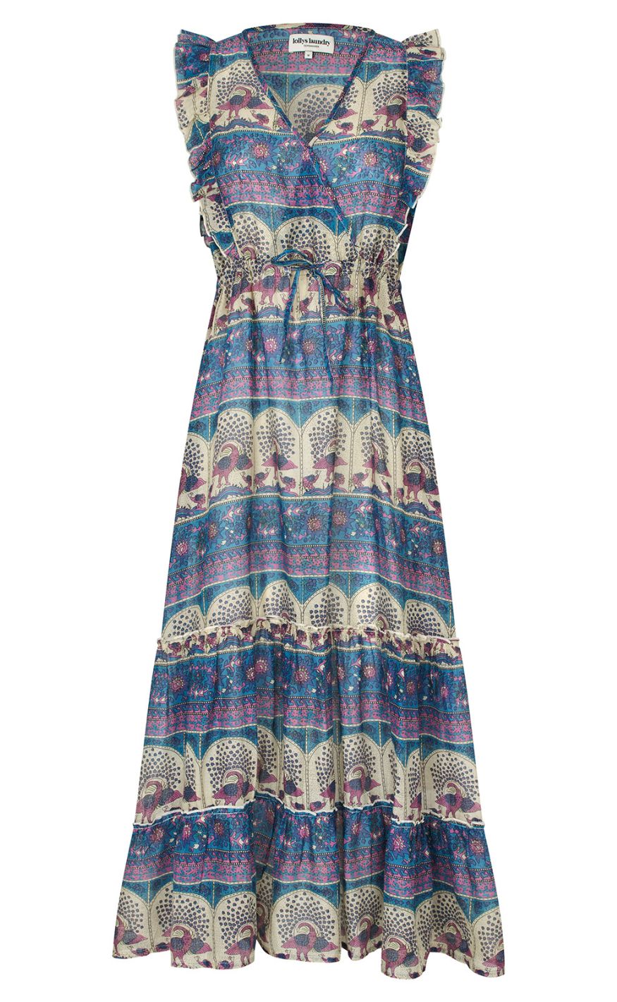 Lollys Laundry Kjole - Samo Midi SL - Blue