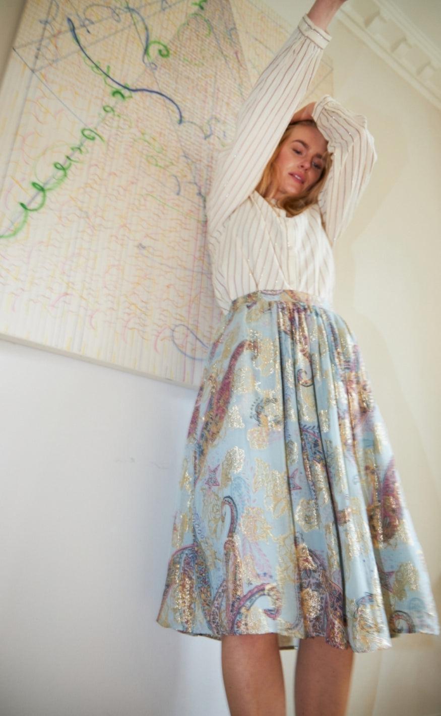 Lollys Laundry Midi Nederdel - Ella - Light Blue