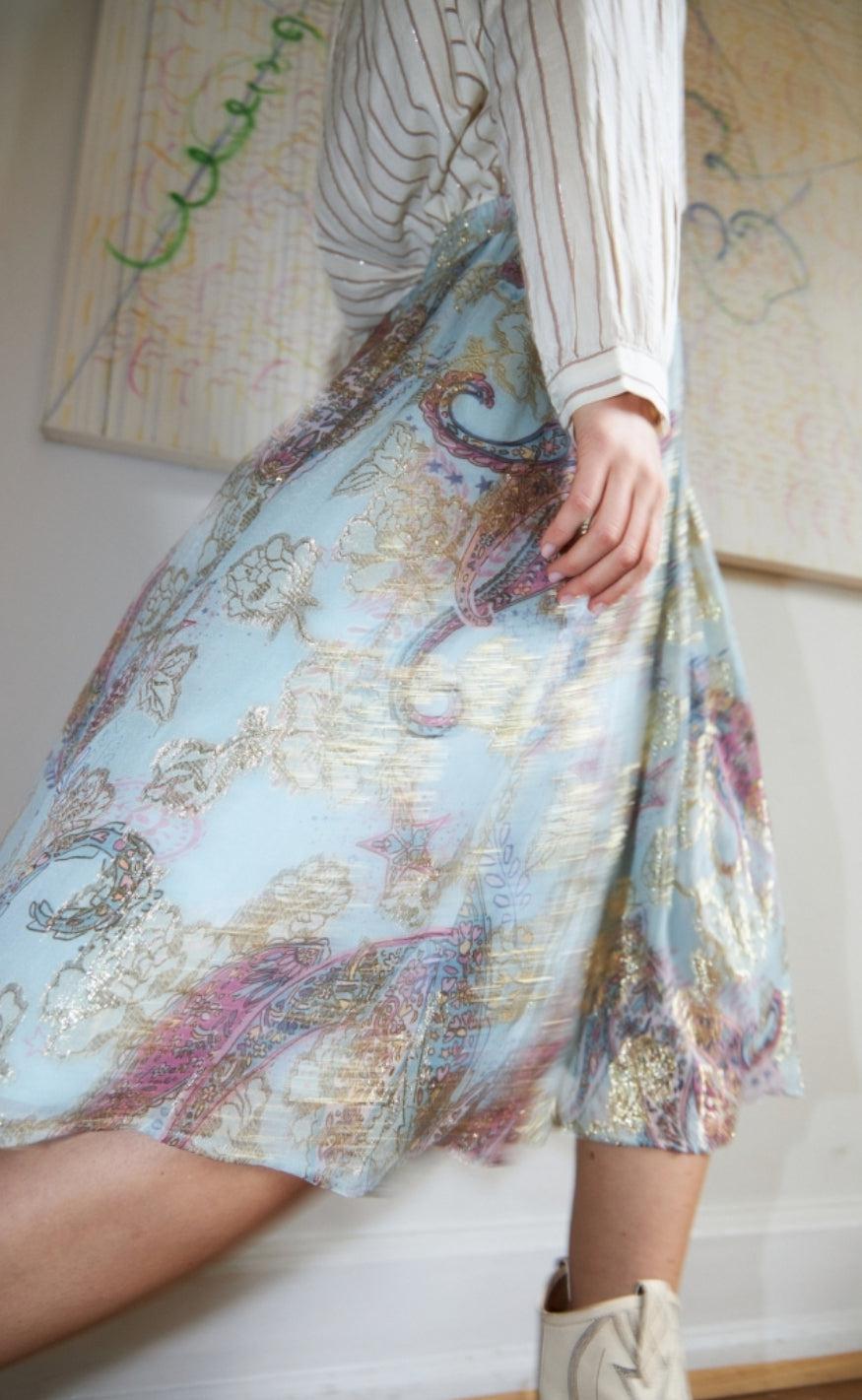 Lollys Laundry Midi Nederdel - Ella - Light Blue