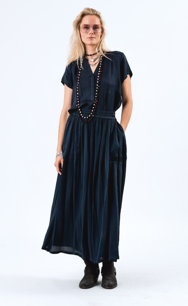 Lollys Laundry Nederdel - Akane Maxi - Dark Blue