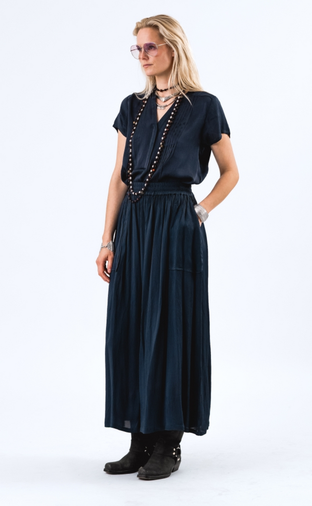 Lollys Laundry Nederdel - Akane Maxi - Dark Blue