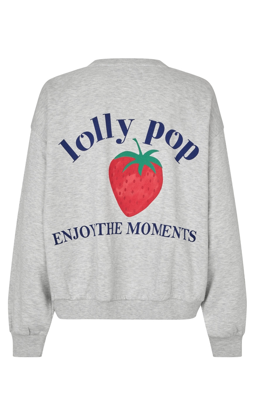 Lollys Laundry Sweatshirt - Sydney Strawberry - Light Grey Melange