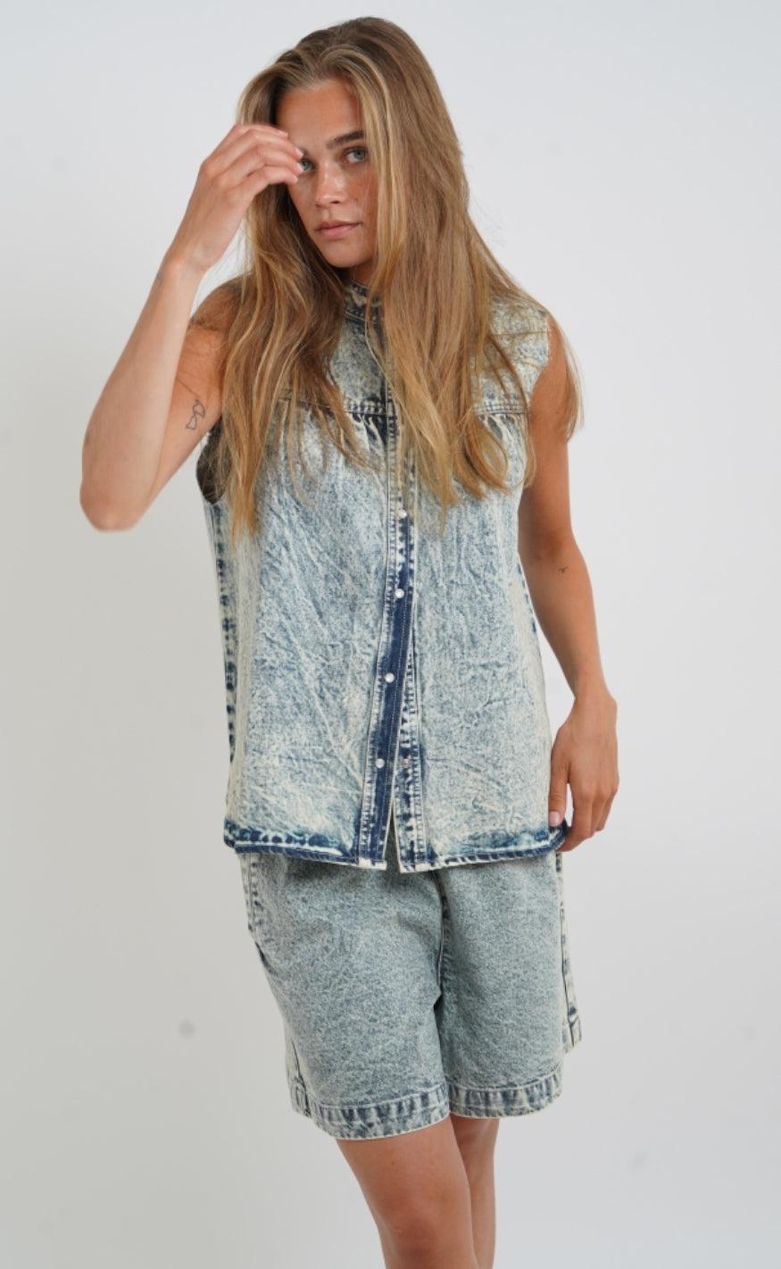 Lollys Laundry Vest - Frankie - Dusty Blue