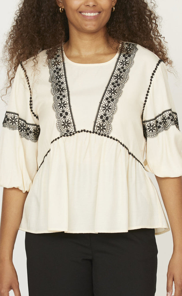 Love & Divine Bluse - Love1221 - Cream/Black