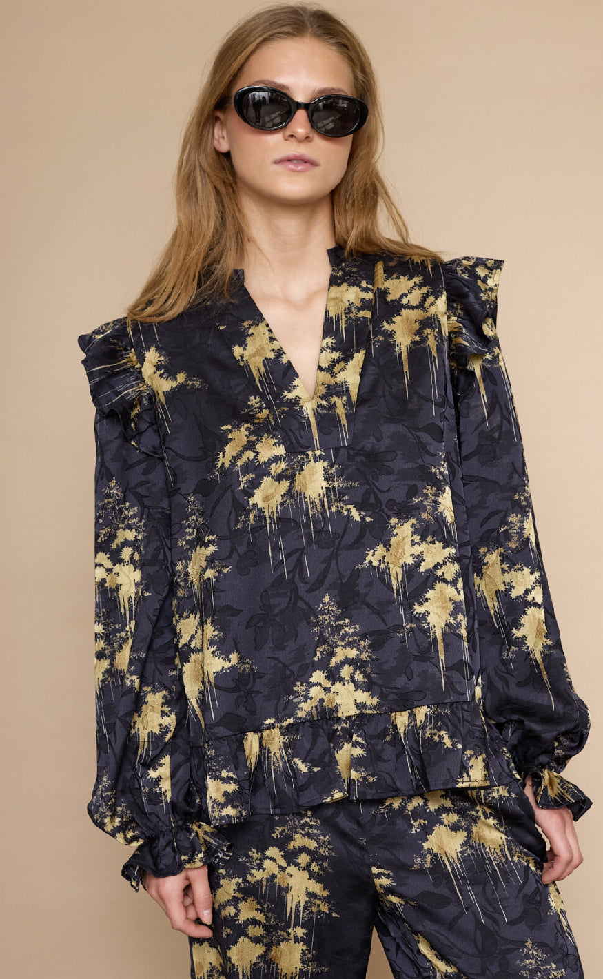 Love & Divine Bluse - Love1234-1 - Gold Print