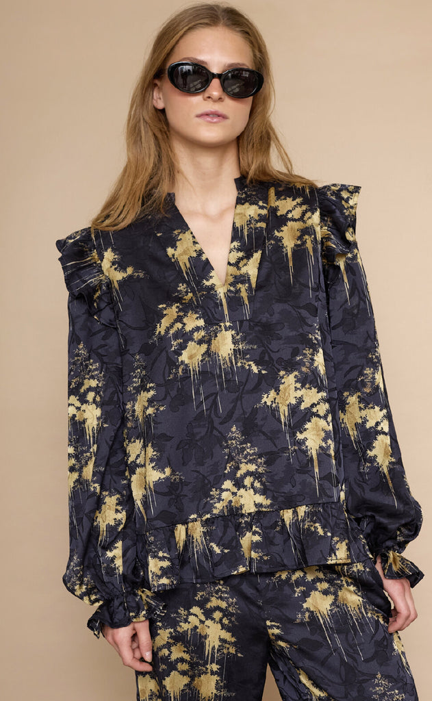 Love & Divine Bluse - Love1234-1 - Gold Print