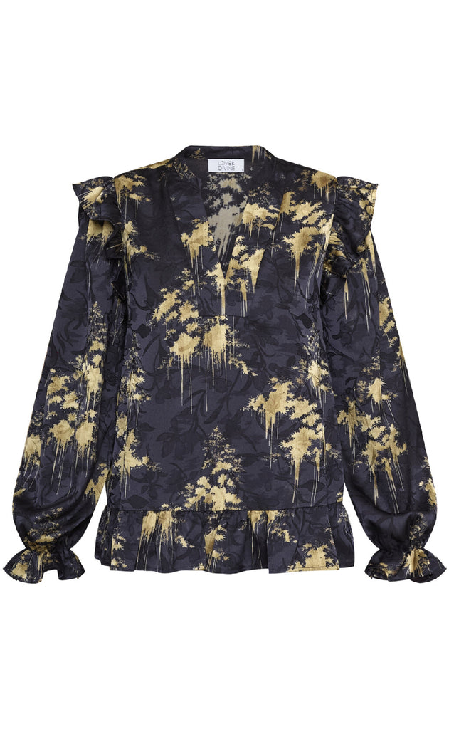 Love & Divine Bluse - Love1234-1 - Gold Print