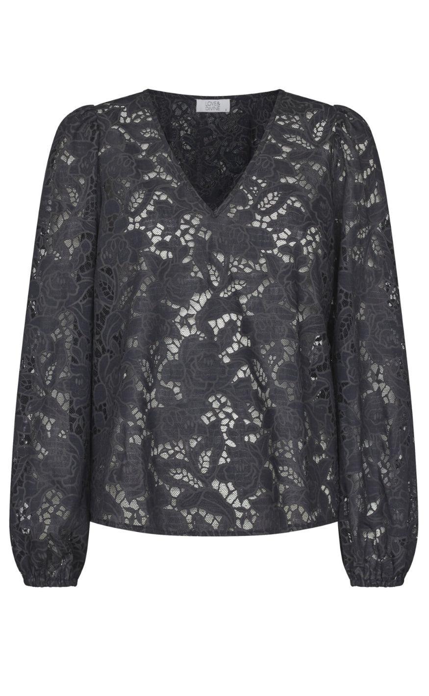 Love & Divine Bluse - Love1243 - Black/Grey