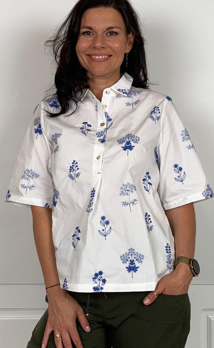Love & Divine Bluse - Love1351 - White/Blue
