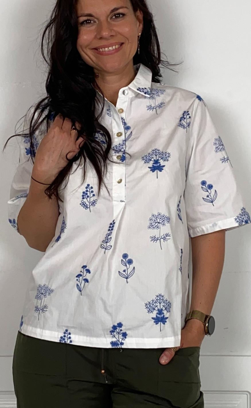 Love & Divine Bluse - Love1351 - White/Blue