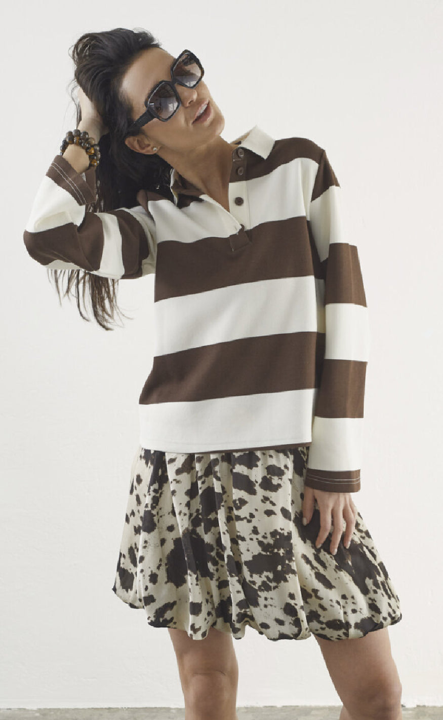 Love & Divine Bluse - Love1361 - Cream/D. Choco